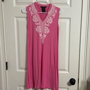 Grace Elements Pink Midi Dress with White Detailing